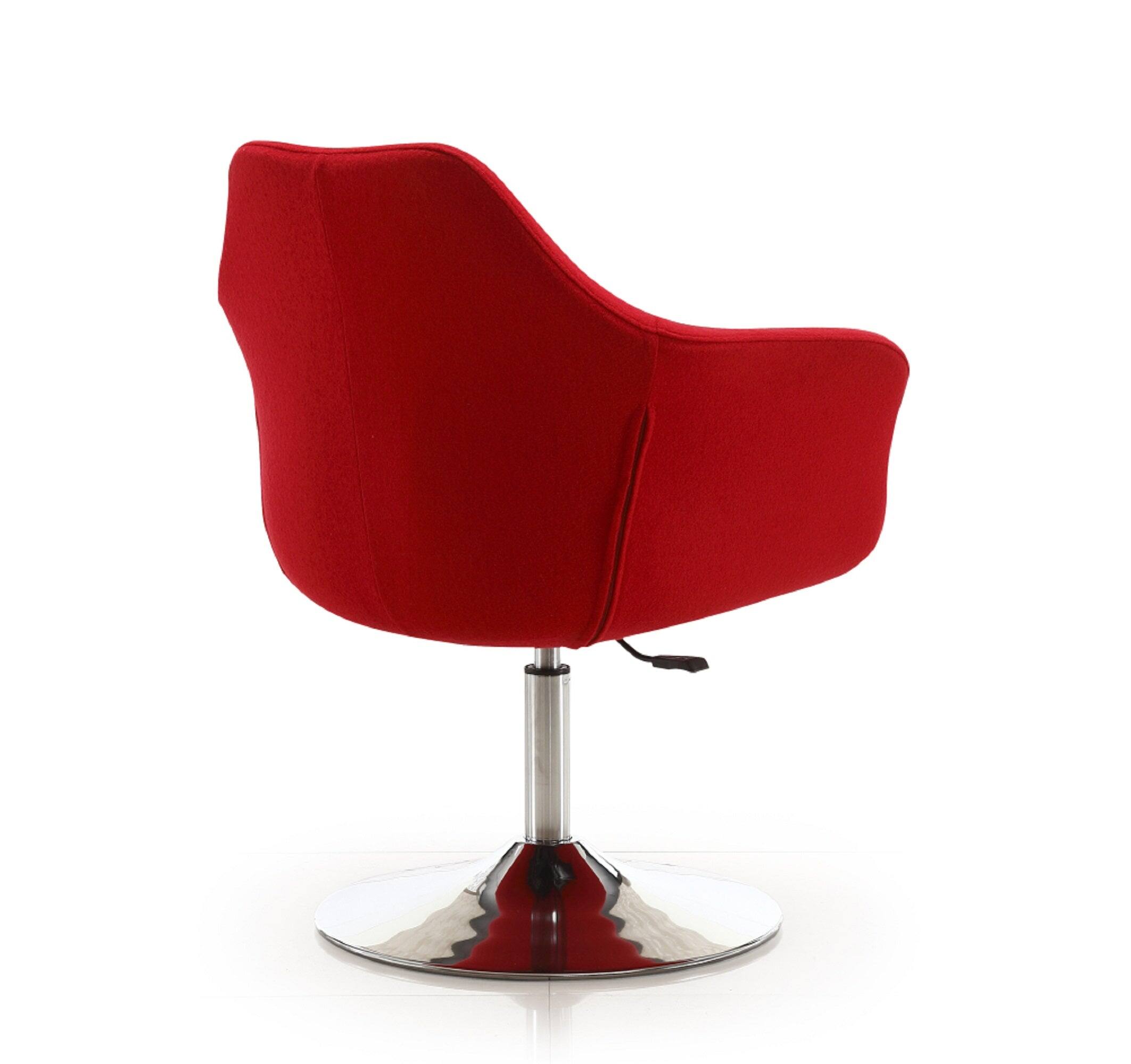 Alt View 3. Manhattan Comfort - Kinsey Modern Wool Blend Swivel Lounge Chair - Set of 2 - Red.
