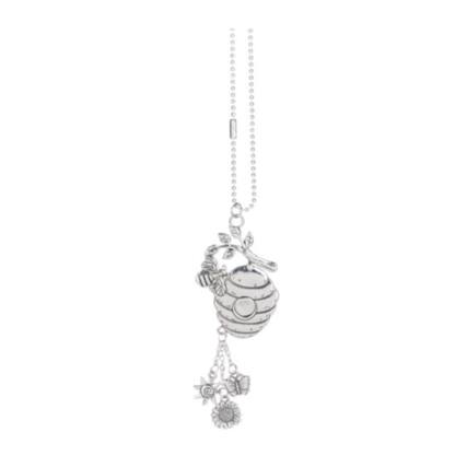 Front. Ganz - Ganz Silver Bee with Beehive Car Charm 7.5 Inch with Silver Chain - Silver.