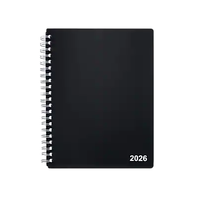 Front. Staples - 2026 Staples 8" x 11" Daily Appointment Book, Black - Black.