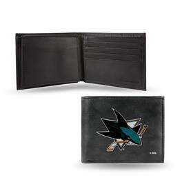 Rico Industries - San Jose Sharks Embroidered Black Leather Bi-fold Wallet - Multi