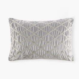 Gracie Mills - Brad Foxtail Stitched Velvet Oblong Decor Pillow - Silver