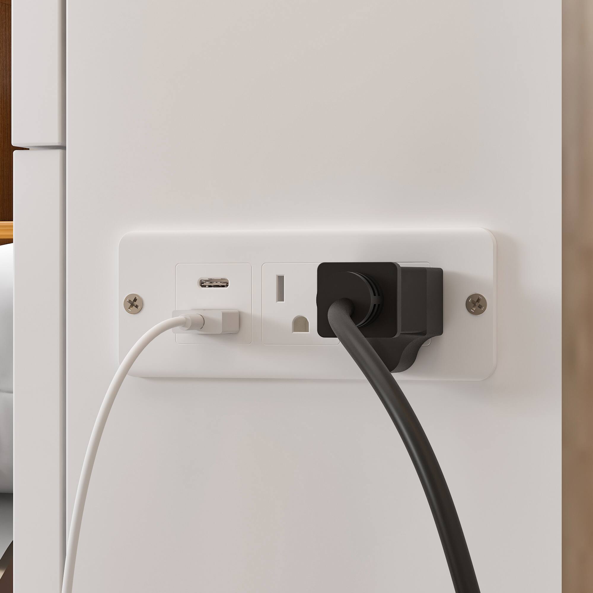 Alt View 9. FUFU & GAGA - FUFU&GAGA Queen - Size Murphy Bed  With Electrical Socket  and Space - Saving for Small Apartments - White.