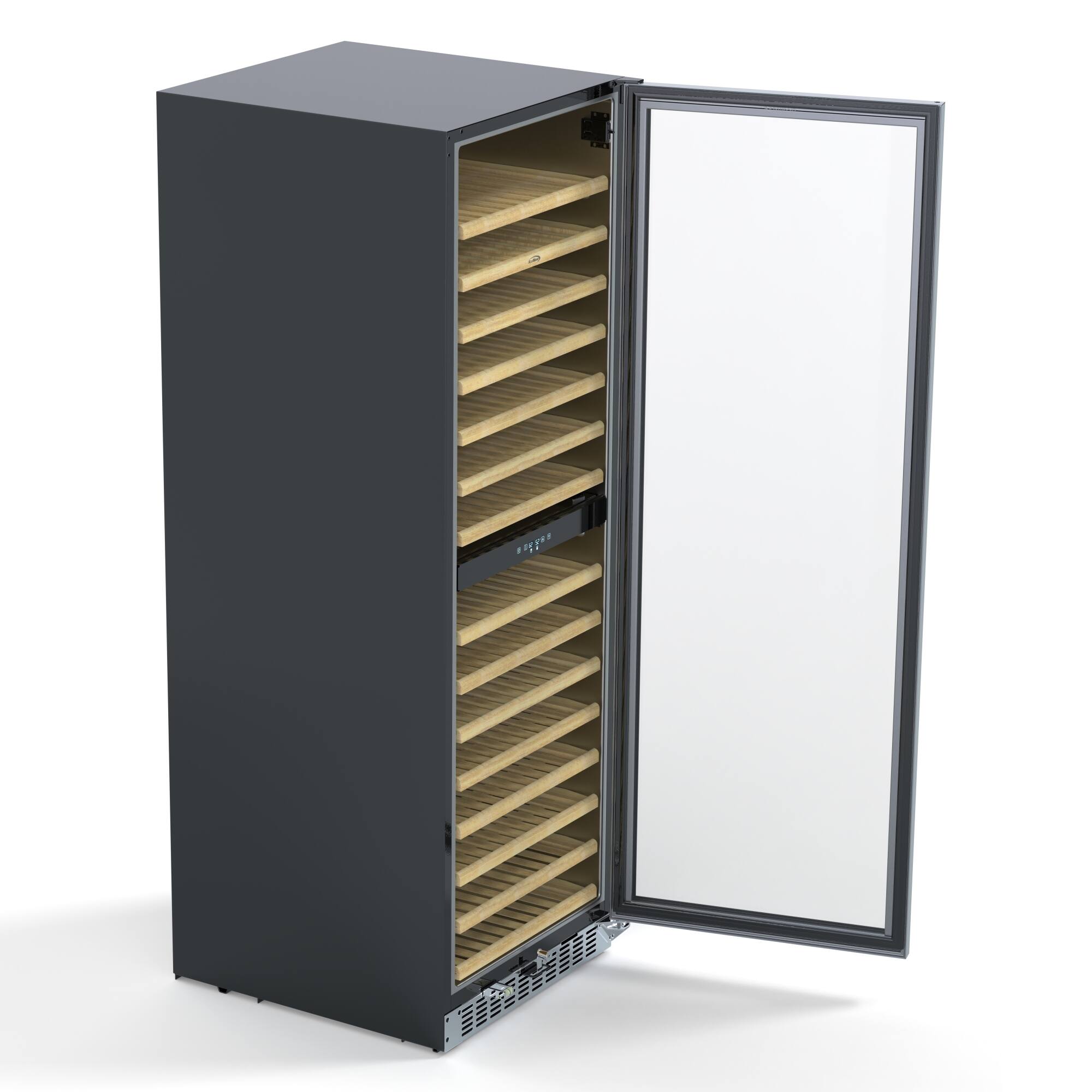 Left. Koolmore - 23 in. Dual Zone, Full Glass Door, Wine Cooler Refrigerator, Freestanding or Built-In Unit, 15.1 cu ft. KM-CW155DZ-SS - Stainless Steel.