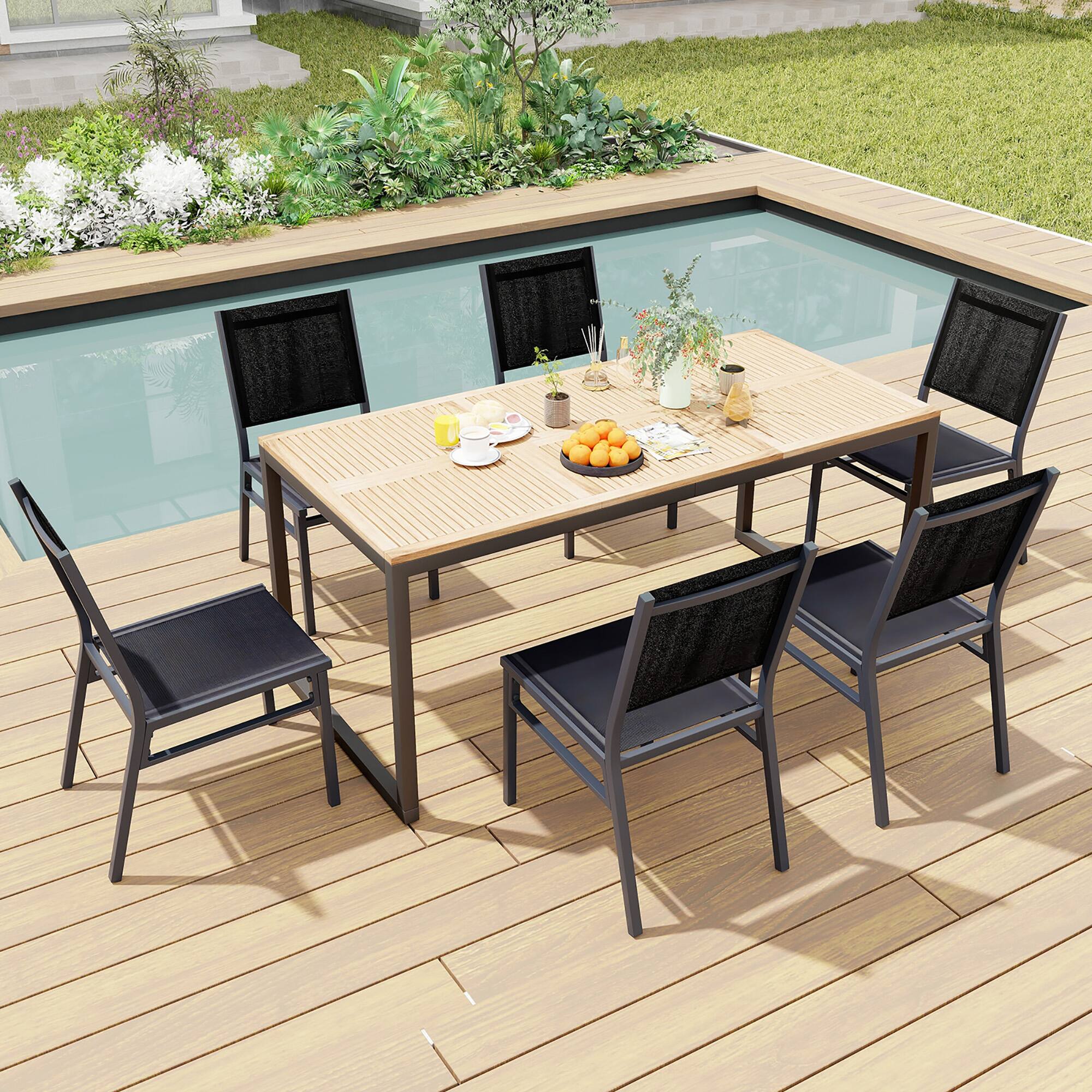 Alt View 4. Gymax - Gymax 4PCS Outdoor Dining Chairs w/ Breathable Seat Backrest Heavy-Duty Aluminum Frame - Black.