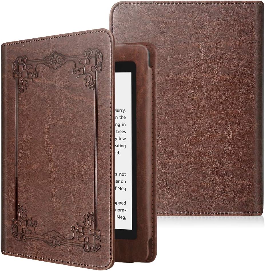 Fintie - Folio Case for 6" Kindle Paperwhite (10th Generation, 2018) Book Style PU Leather Shockproof Cover - Vintage Brown