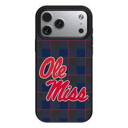 Keyscaper - NCAA - Ole Miss Rebels Plaid Magnetic Bump iPhone Case - 15 - Black