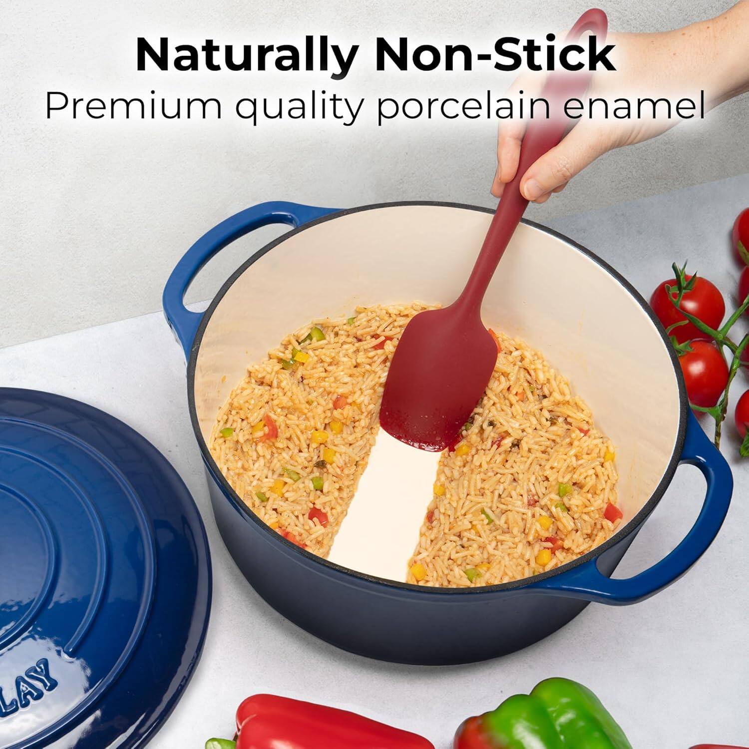 Naturally Non-Stick  
Premium quality porcelain enamel