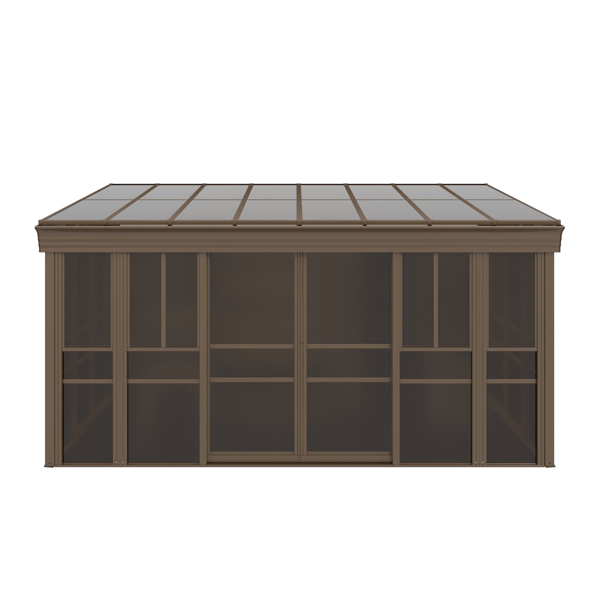 Alt View 4. U-HOMY - Brown Wall-Mounted Solarium Sunroom Kit with Sliding Doors and Adjustable Polycarbonate Windows - 10'x16'.