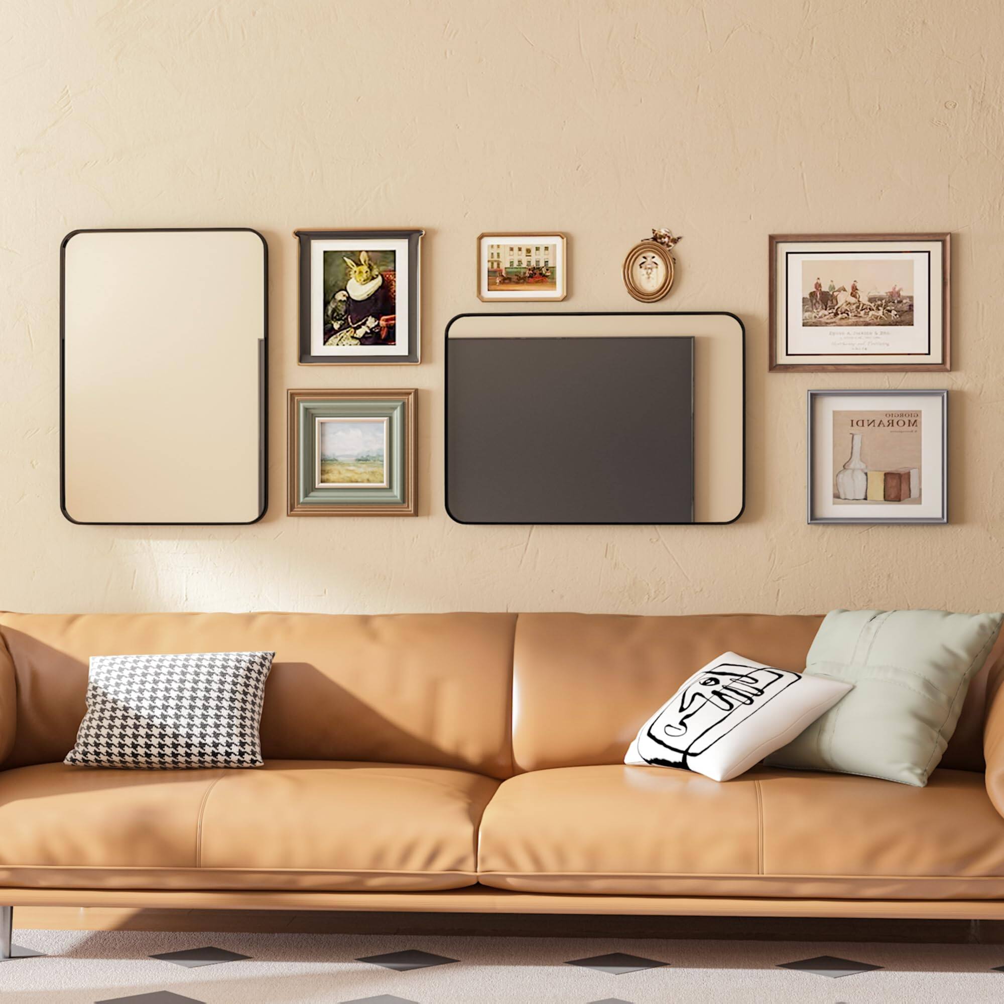 Alt View 1. METALTON - pack Wall Mirror Bathroom Rectangular With Aluminum Alloy Frame Rounded Corner Hanging Decor For Entryway B - Black 29"L x 40"W.