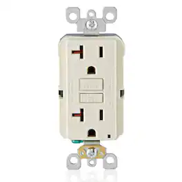 Leviton - GFCI Outlet 20 Amp Self-Test Non-Tamper-Resistant LED Indicator GFNT2-T 2-Outlet - Light Almond