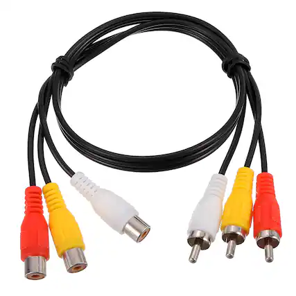 Front. Unique Bargains - RCA Cable, 3 RCA Male to 3 RCA Female, Stereo Audio Video for Amplifier Home Theater - Black.