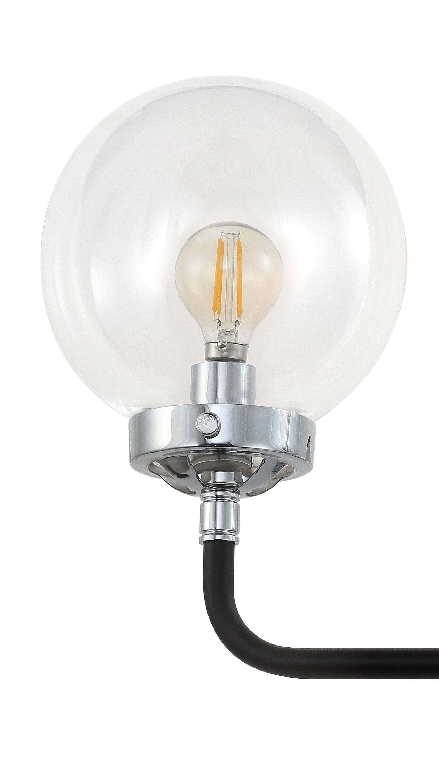 Alt View 4. Jonathan Y - Caleb 18" 2-Light Contemporary Transitional Iron/Glass LED Vanity Light, Chrome/Black - Chrome / Black.