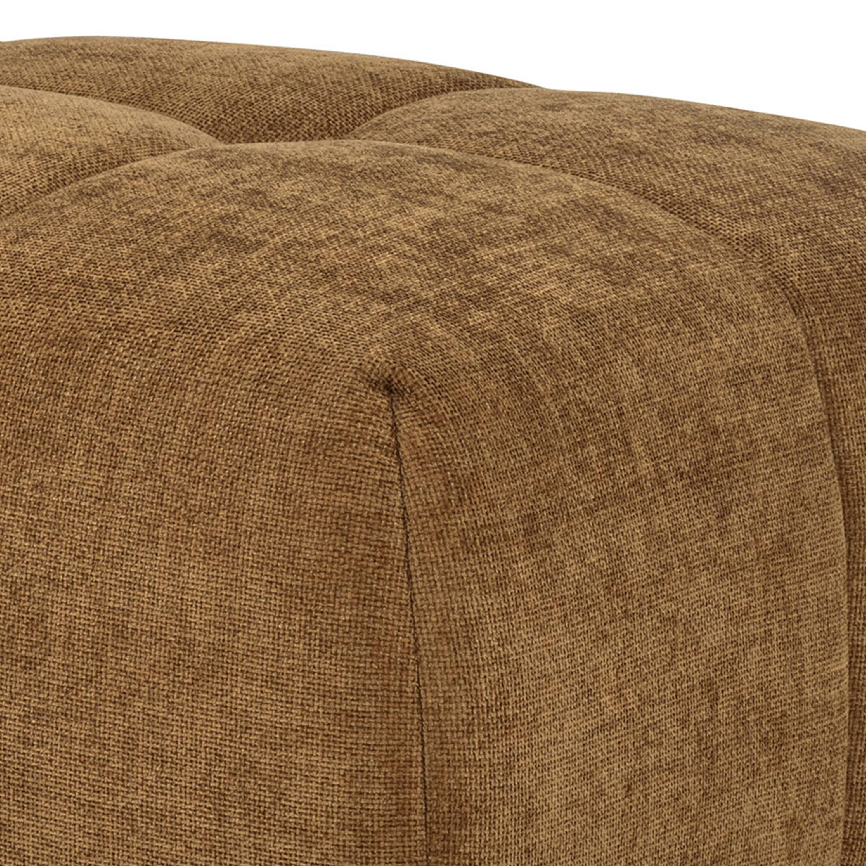 Alt View 4. Manhattan Lane - Hecy Ottoman, Grid Tufted, Plush Amber Brown Upholstery, 39 Inch - Amber Brown, Black.