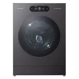 LG - SIGNATURE 5.8 Cu. Ft. High Efficiency Ventless Smart Front Load Washer Electric Dryer Combo with Steam and ezDispense - Brushed Black Steel
