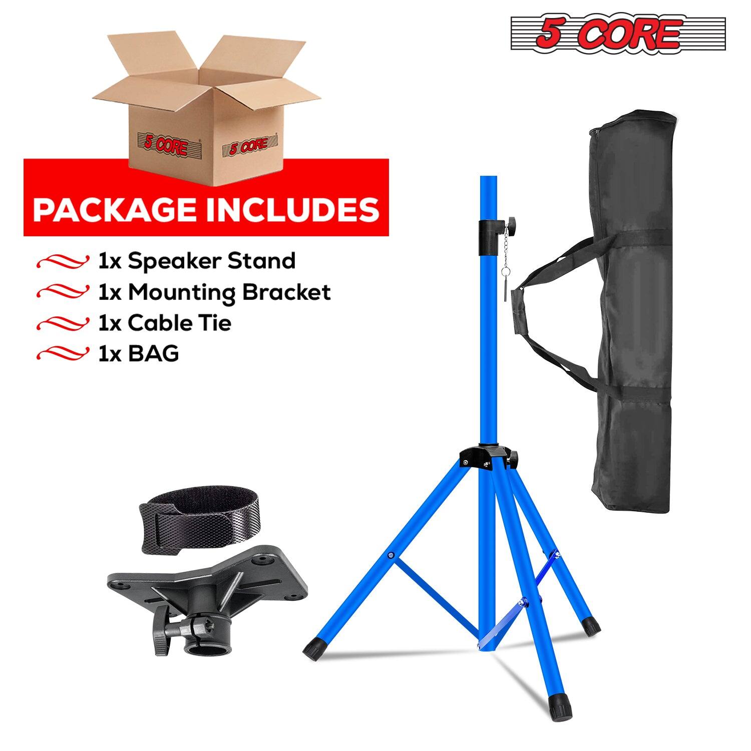 The text in the image reads:

"PACKAGE INCLUDES
1x Speaker Stand
1x Mounting Bracket
1x Cable Tie
1x BAG"