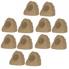 Theater Solutions by Goldwood - 12R4S Outdoor Rock 12 Piece Speaker Set for Yard Patio Pool Spa - Sandstone
