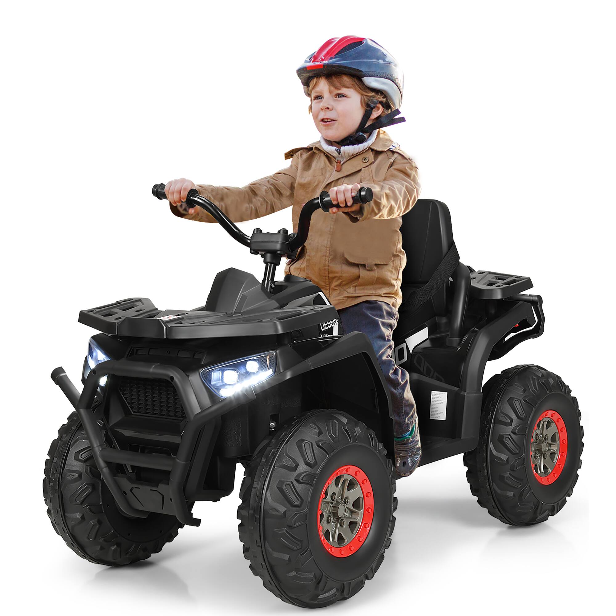 Alt View 5. Costway - Costway 12V Kids Electric 4-Wheeler ATV Quad 2 Speeds Ride On Car w/MP3&LED Lights - Black.