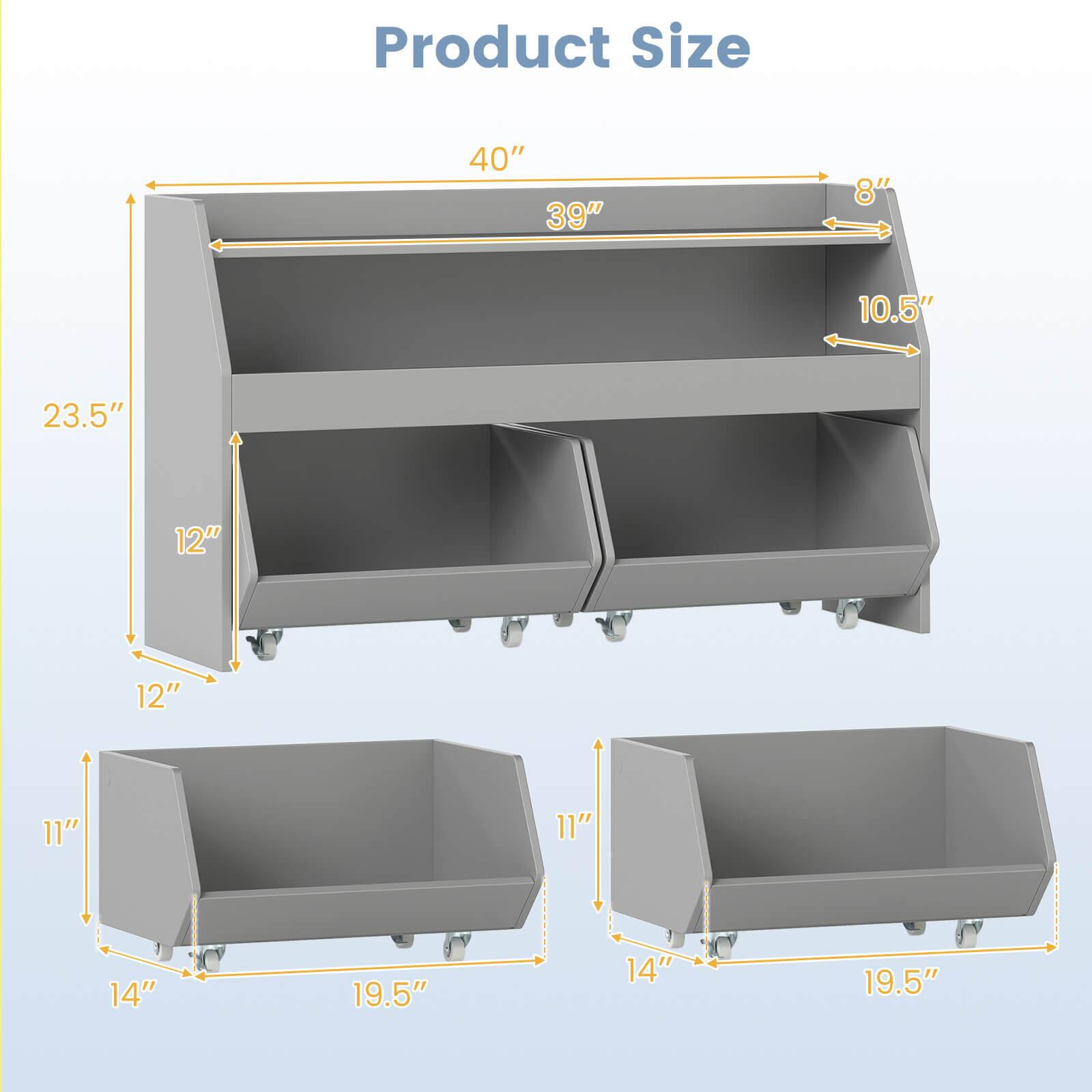 Product Size

- Top Shelf: 40" x 39" x 8"
- Middle Shelf: 40" x 39" x 10.5"
- Bottom Shelf: 40" x 39" x 12"
- Drawer: 14" x 19.5" x 11"
- Height: 23.5"