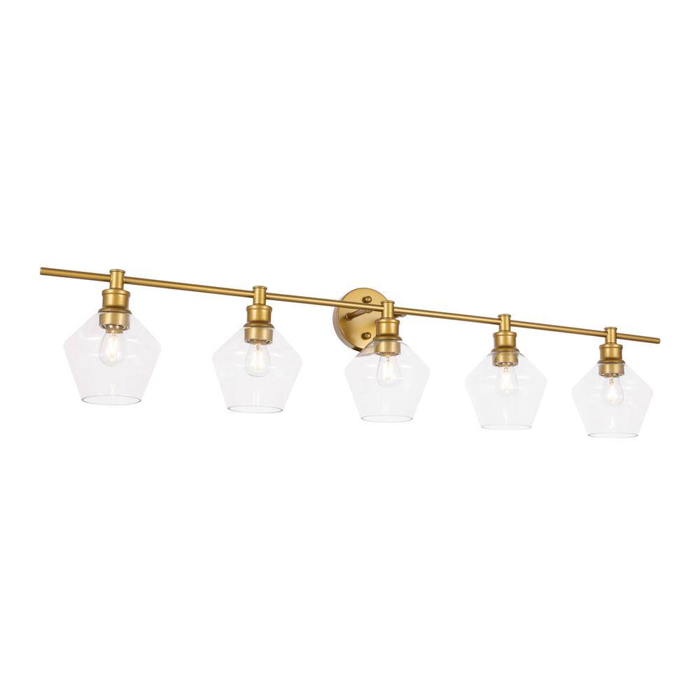 Back. Living District - Gene 5 light Brass and Clear glass Wall sconce - Brass And Clear Glass.
