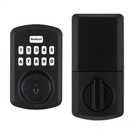 Front. Kwikset - Kwikset Matte Black Metal Electronic Touch Pad Deadbolt - Matte black.