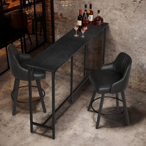 Alt View 4. Winado - 43"-71" Wooden Top Bar Long Counter Height Pub Table with Robust Metal Frame and Easy-Clean Surface Scratch for Bar - Black-71"x39"x15".