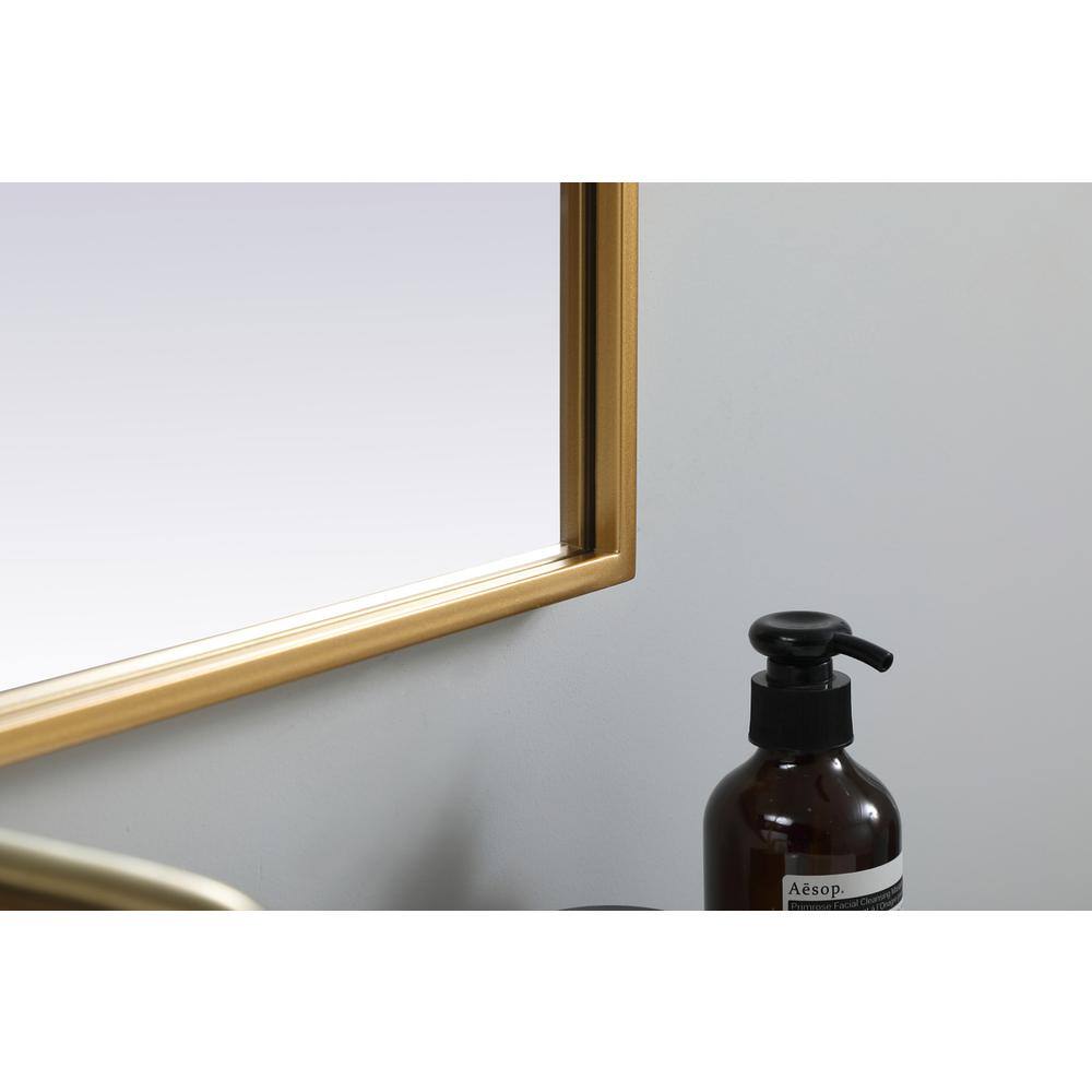 Back. Elegant Decor - Metal Frame Arch Mirror 27x36 Inch in Brass - Brass.