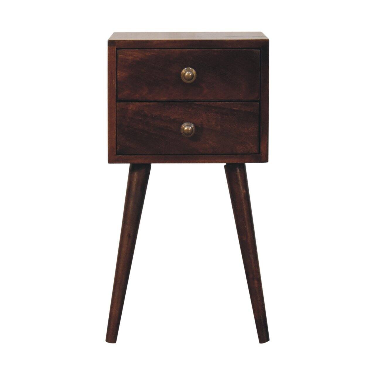 Front. Artisan Furniture - Artisan Furniture Solid Wood Mini 2 Drawer California Walnut Bedside, Dark Brown - Dark Brown.