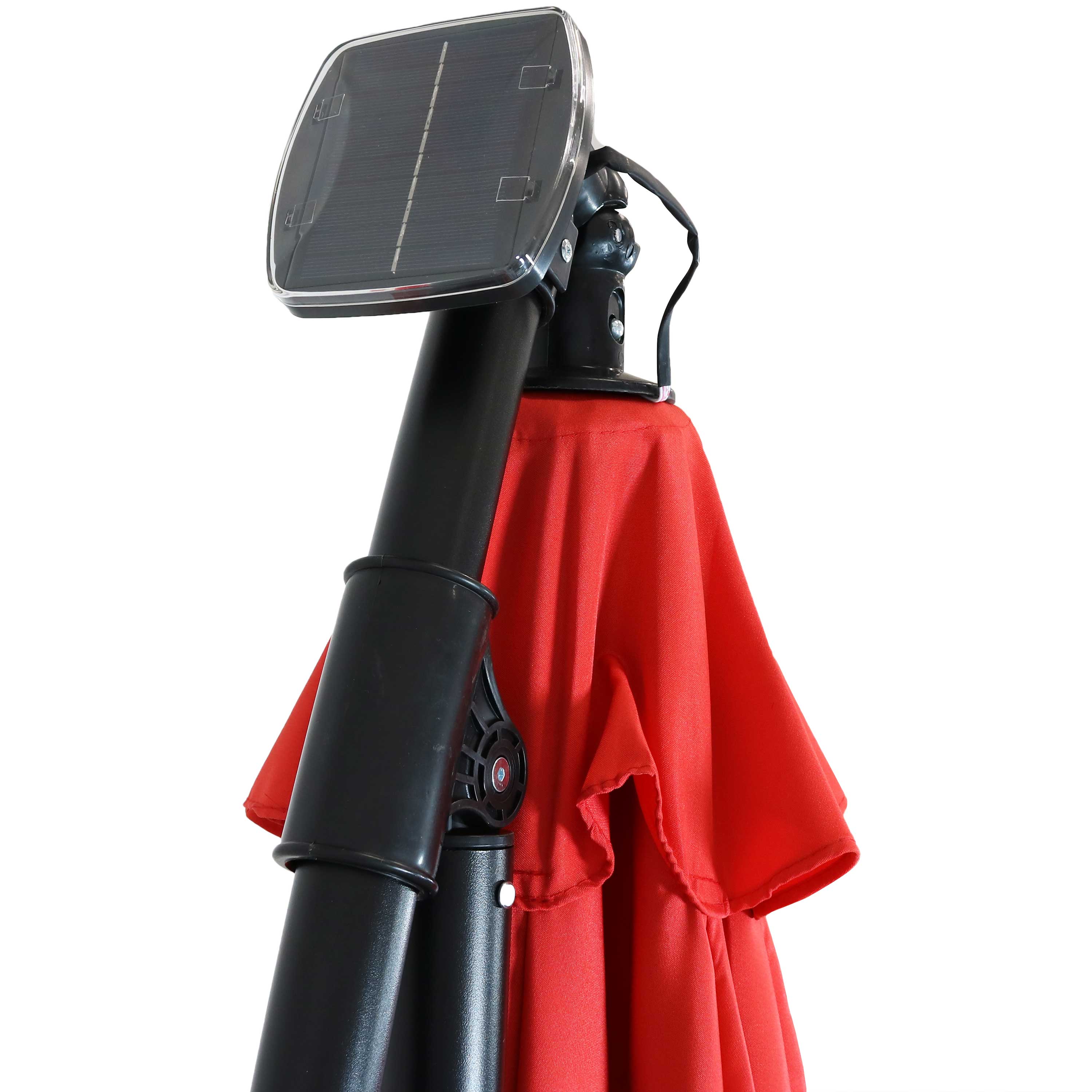 Alt View 8. Sunnydaze - 9.5 ft Solar Cantilever Offset Patio Umbrella - Cherry.