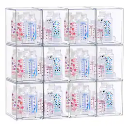 Sorbus - Stackable Acrylic Storage Drawers, 12 Pack Plastic Organizer Bins - Clear