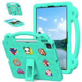 UUCOVER - Kids Case for iPad Air 13-inch M4 M3 M2 (2026/2025/2024),Shockproof EVA Case Handle Adjustable Stand Cover - Mint