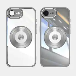 Dteck - Magnetic Case for Apple iPhone 17e with Built-in Lens Protector, 360° Rotating Ring Stand Clear Shockproof Cover - Gray