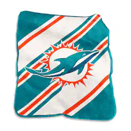 Logo Brands - Miami Dolphins 50" x 60" Raschel Stripe Throw Blanket - Multicolor