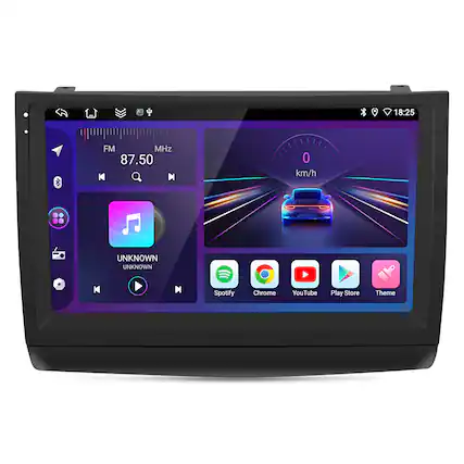 18:25 FM MHz 87.50 0 km/h UNKNOWN UNKNOWN Spotify Chrome YouTube Play Store Theme