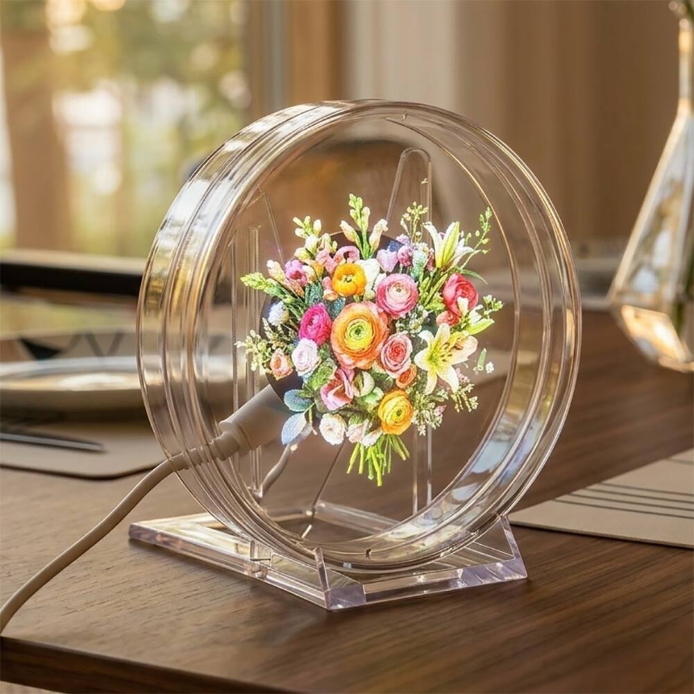Back. E.P. Light - Desktop 3D Customize Hologram Fan with Round Shade - Clear, Black.