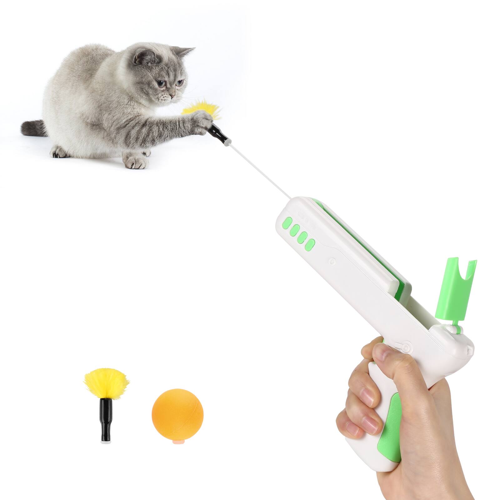 Alt View 8. Ownpets - Interactive Cat Toy Gun Cat Stick Toy with Ball & Feather - Green.