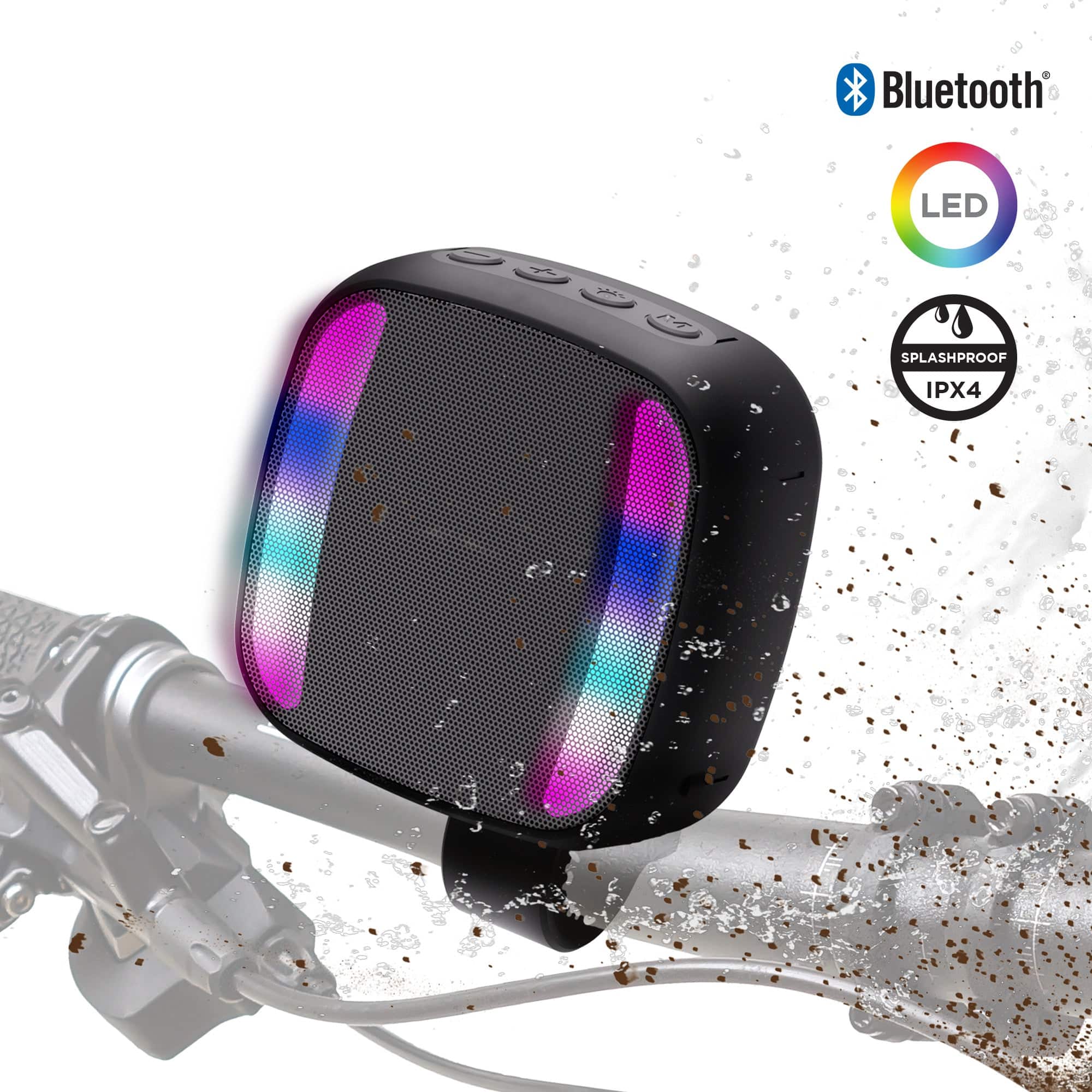 iBasics - LED Wireless Bike Speaker – Bluetooth Bicycle Speaker with Lights - Black