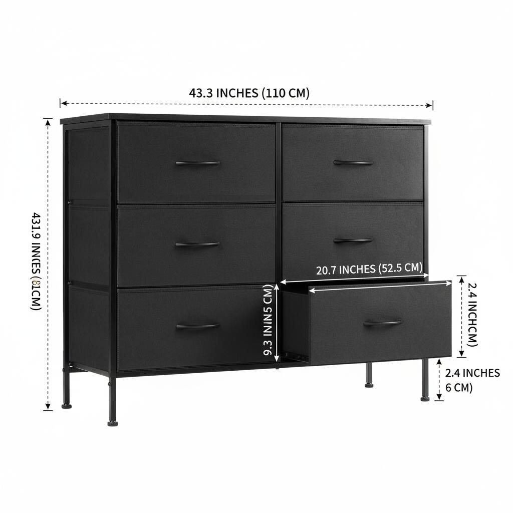 50 inch black dresser EnHomee Wide Dresser for Bedroom with 5 Drawers, LED Lights, Power Outlets, TV Stand for 50" TVs, Black