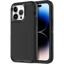 Entronix - Heavy Duty Phone Case for iPhone 15 Pro - Ultimate Triple-Layer Protection - Black
