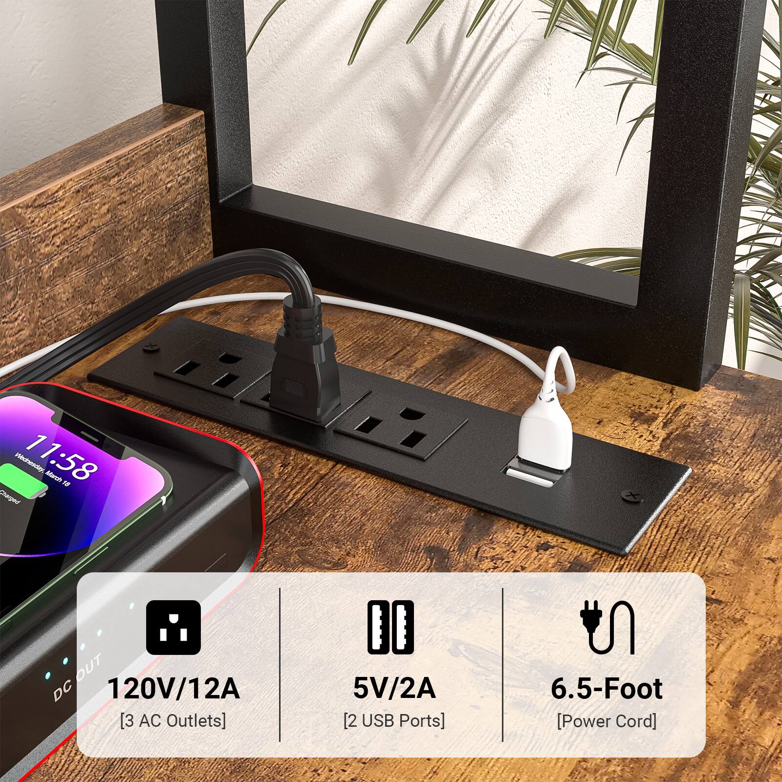 Vutesay 11:58 Marun M Charged OUT DC 120V/12A [3 AC Outlets] 5V/2A [2 USB Ports] 6.5-Foot [Power Cord]
