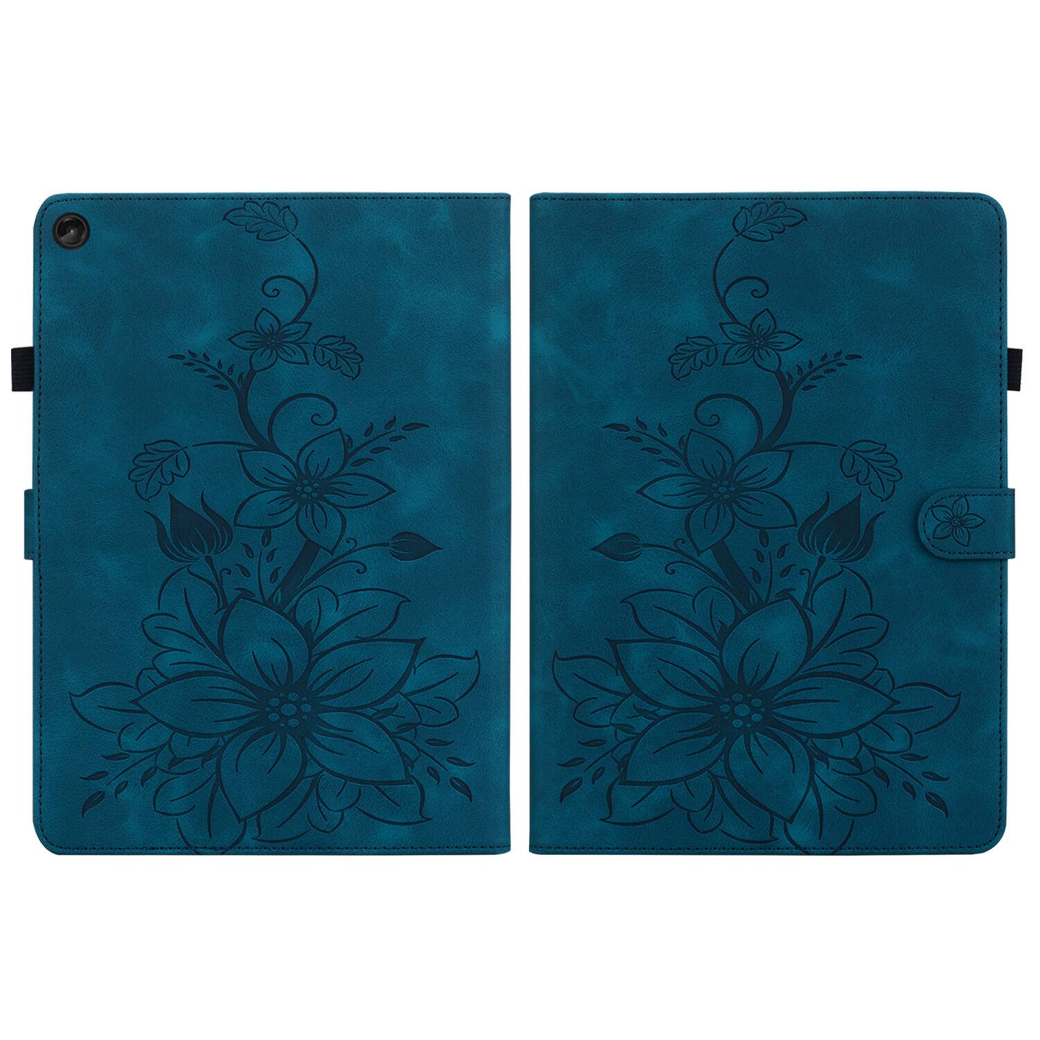 Alt View 3. Dteck - Case for Lenovo Tab M10 Plus (3rd Gen) 10.6-inch 2022 with Card Holder Kickstand,Embossed Pattern PU Leather Flip Cover - Darkblue.