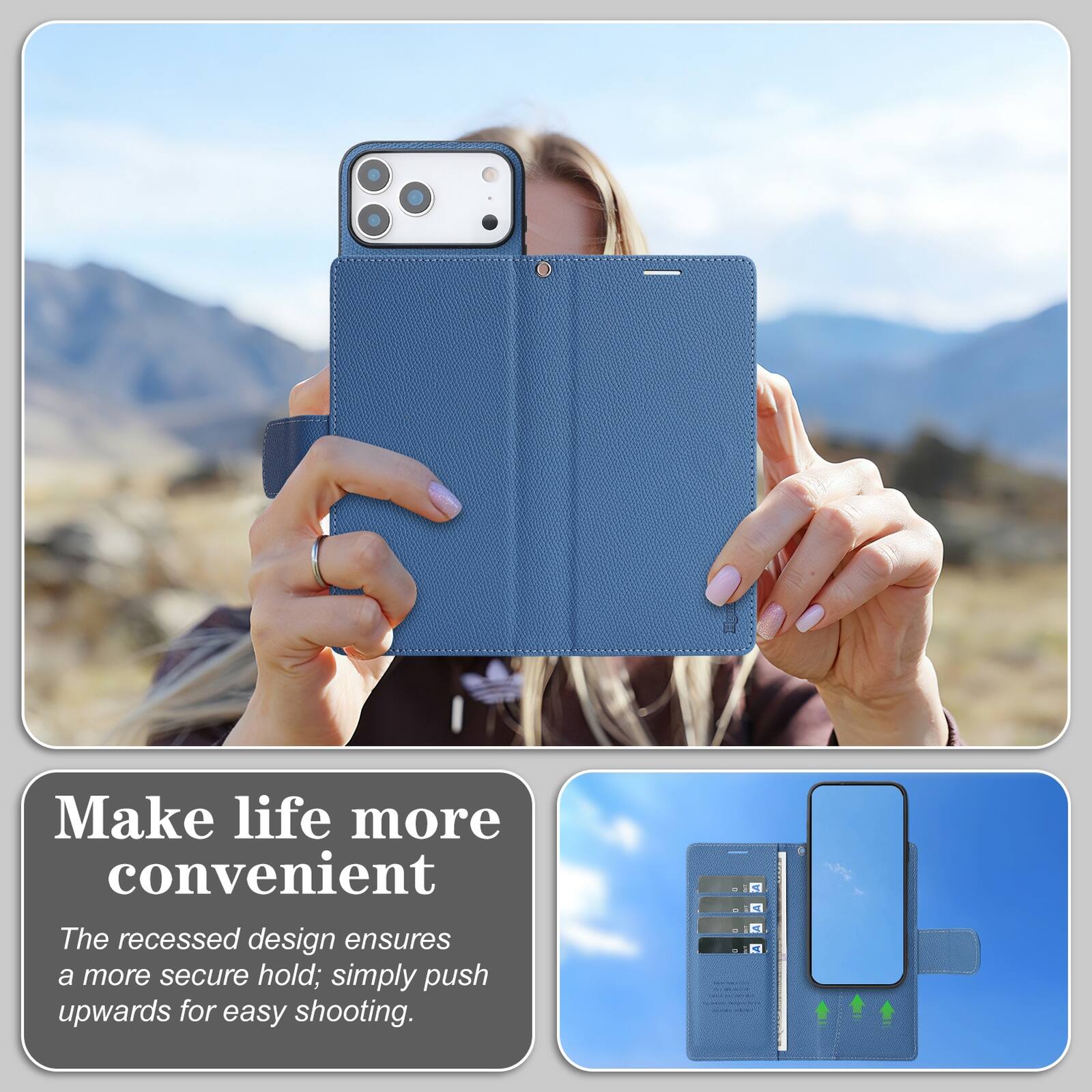 Make life more convenient

The recessed design ensures a more secure hold; simply push upwards for easy shooting.