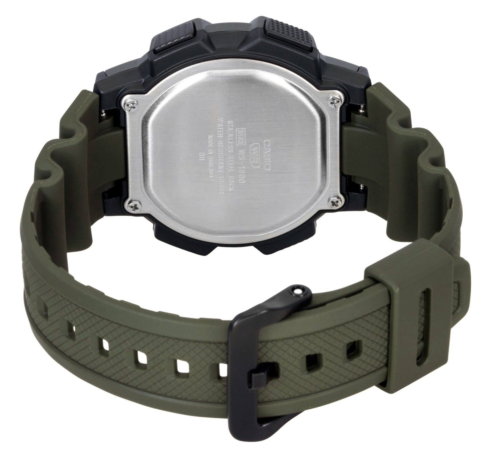 WATER MADE STAINLESS 3583 IN HO RESISTANT WS WR CASIO UNIVERSO STEEL WS-1800 NUSC BACK