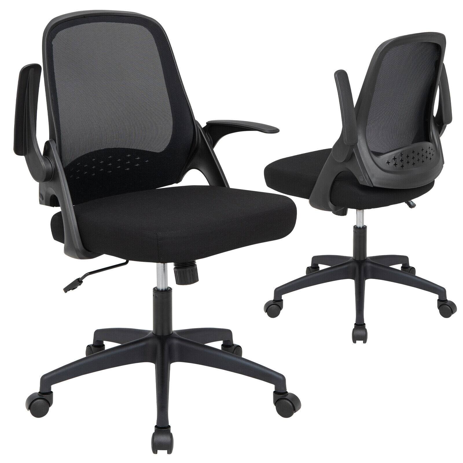 Left. WELLFOR - Adjustable Mesh Office Chair Rolling Computer Desk Chair with Flip-up Armrest - Black.