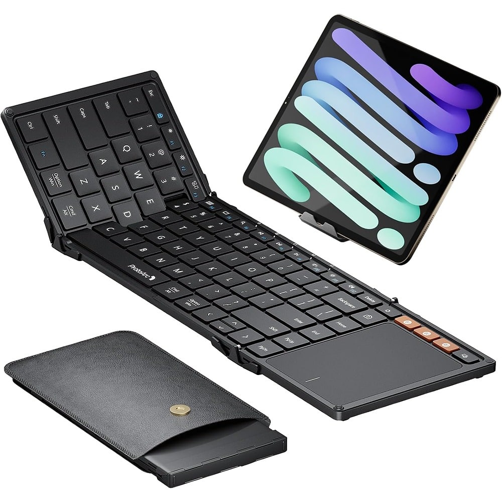RTMB - Foldable Bluetooth Keyboard – Full-Size, Touchpad, Portable - Black