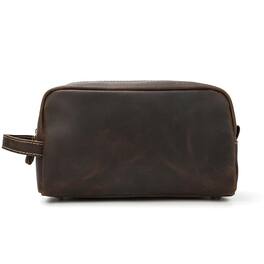 Steel Horse Leather - The Wanderer Toiletry Bag | Genuine Leather Toiletry Bag - Dark Brown