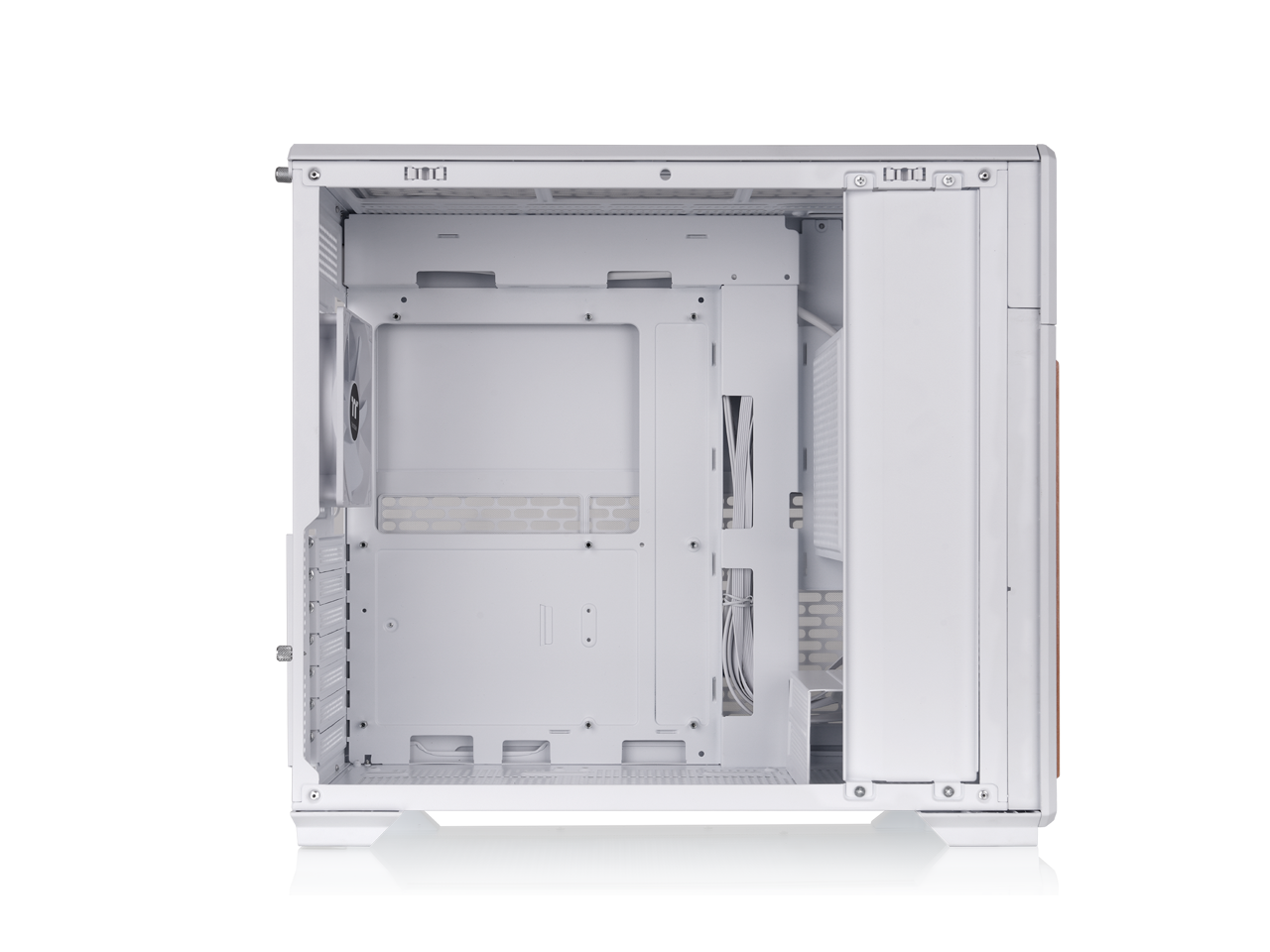 Alt View 1. Thermaltake - Thermaltake TR300 WS; 6.0" LCD; Wood Trim; Mid Tower; 1x120mm Fan; ATX/mATX/mITX; 360mm Rad; 410mm GPU; Snow - Snow.