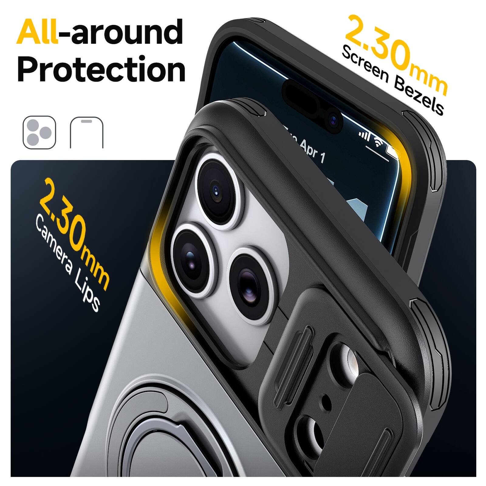 All-around Protection  
2.30mm Camera Lips  
2.30mm Screen Bezels