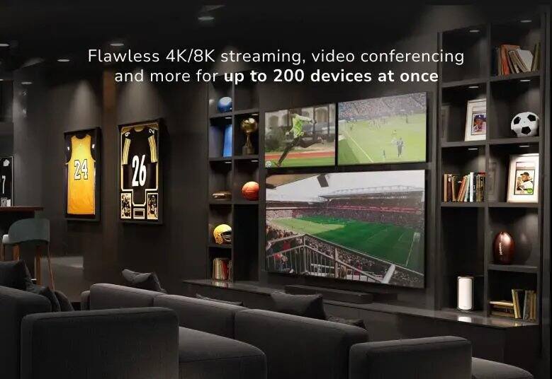 Flawless 4K/8K streaming, video conferencing and more for up to 200 devices at once