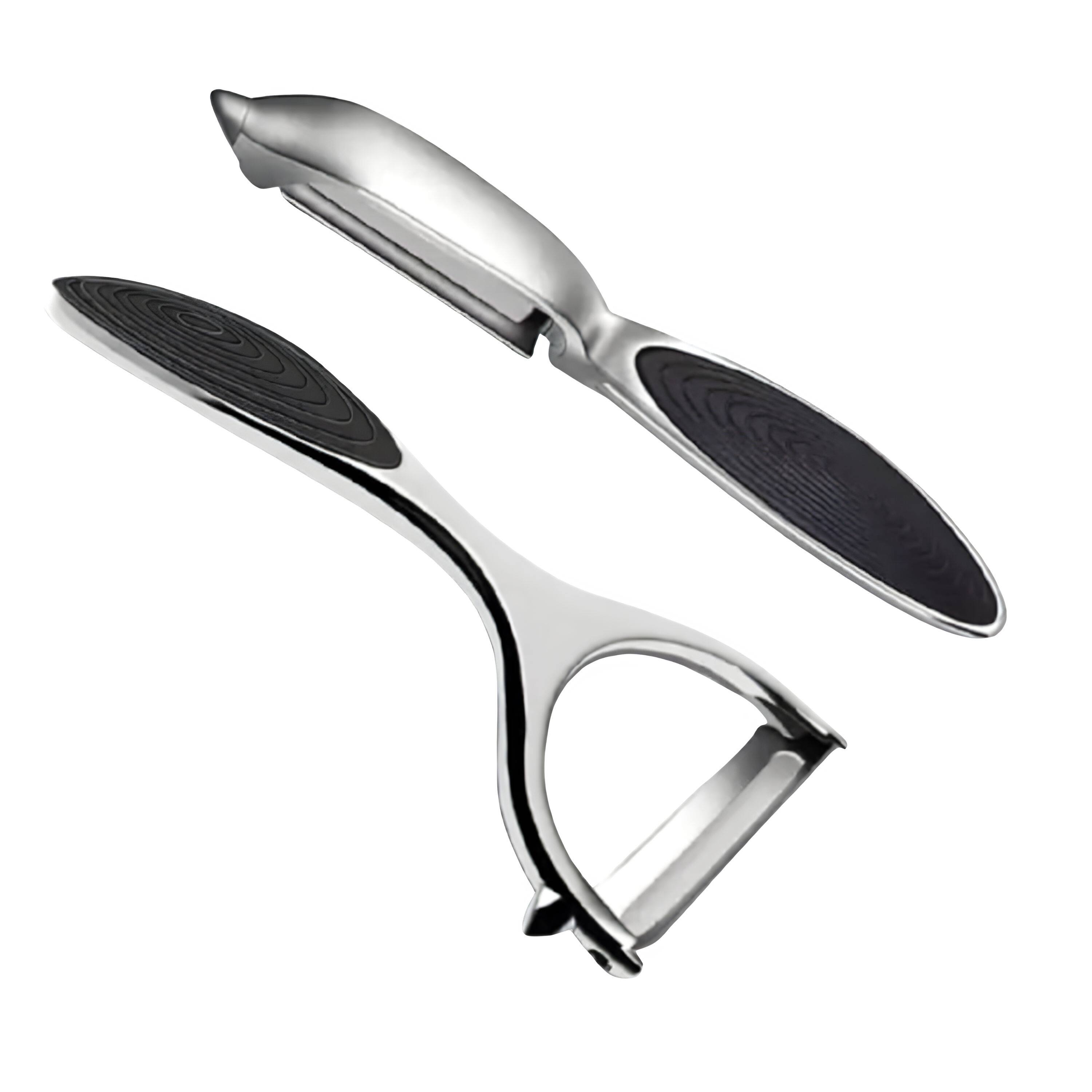 Front. Kitcheniva - Stainless Steel Vegetable & Fruit Peeler Non-Slip Handle 2 Pack - silver.