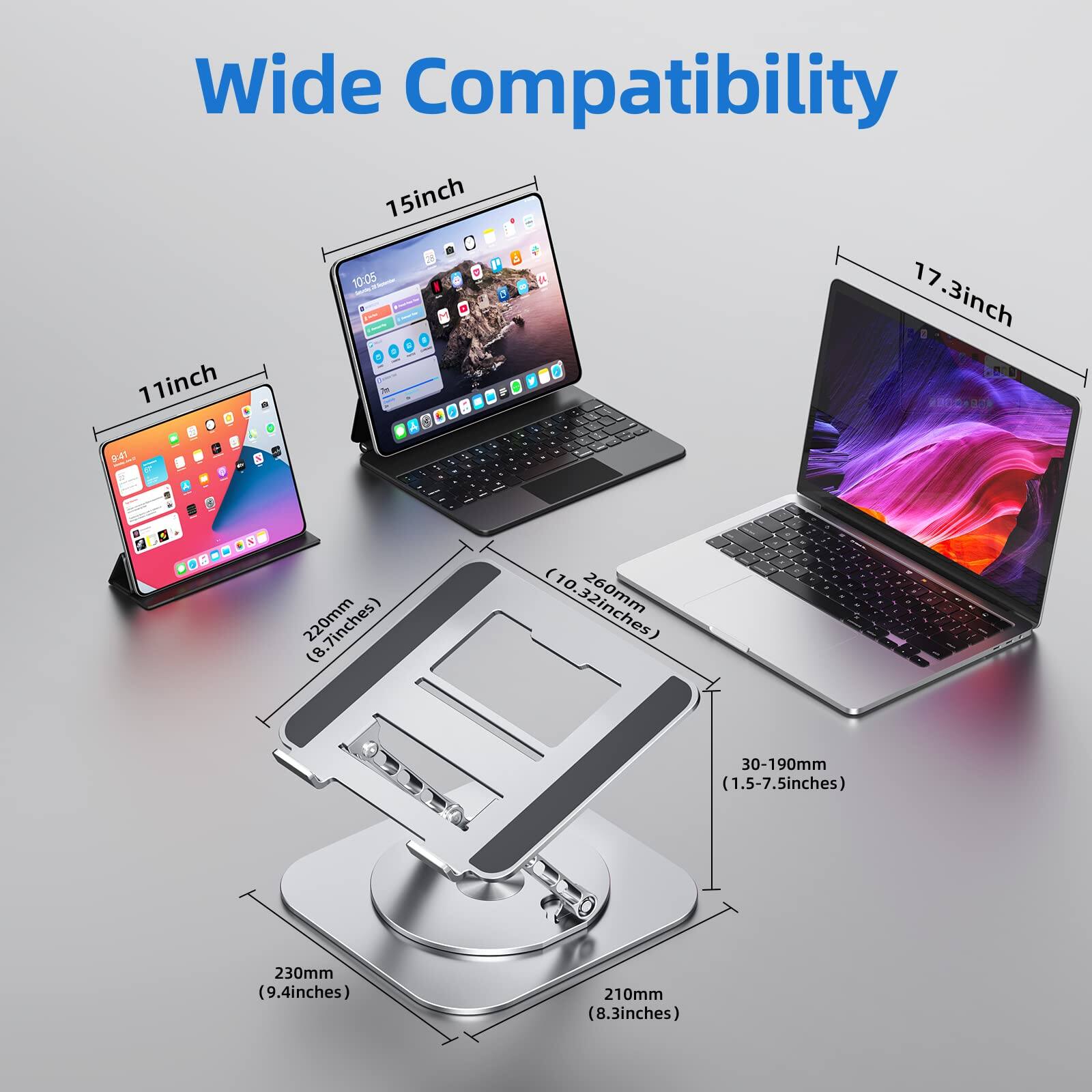 Wide Compatibility

11inch

15inch

17.3inch

220mm (8.7inches)

260mm (10.32inches)

30-190mm (1.5-7.5inches)

230mm (9.4inches)

210mm (8.3inches)